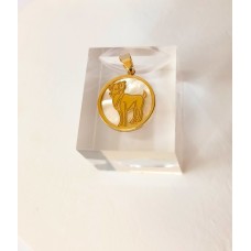 Μενταγιόν Ζώδιο - Κριός σε κίτρινο χρυσό 9Κ με φίλντισι (Z136)